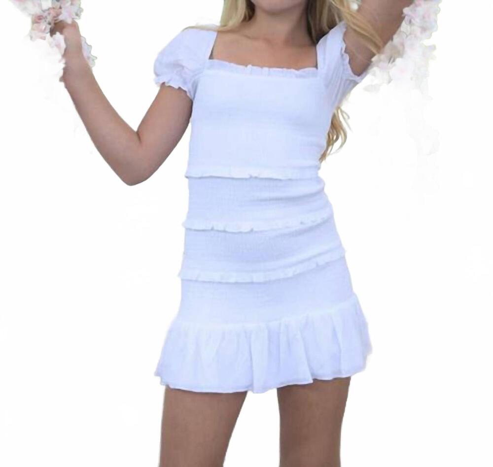 NEW KATIE J NYC girl's laila smocked bodice dress in white